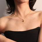 Gold-Tone Red Agate Heart Pendant Necklace