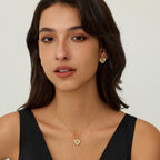 Gold-Tone Mother of Pearl Heart Stud Earrings