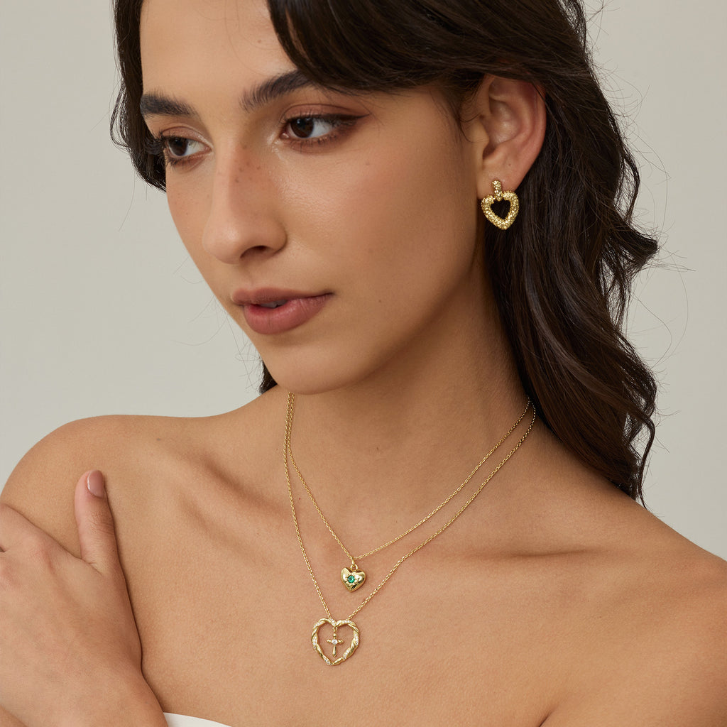 Green Cubic Zirconia Heart Necklace