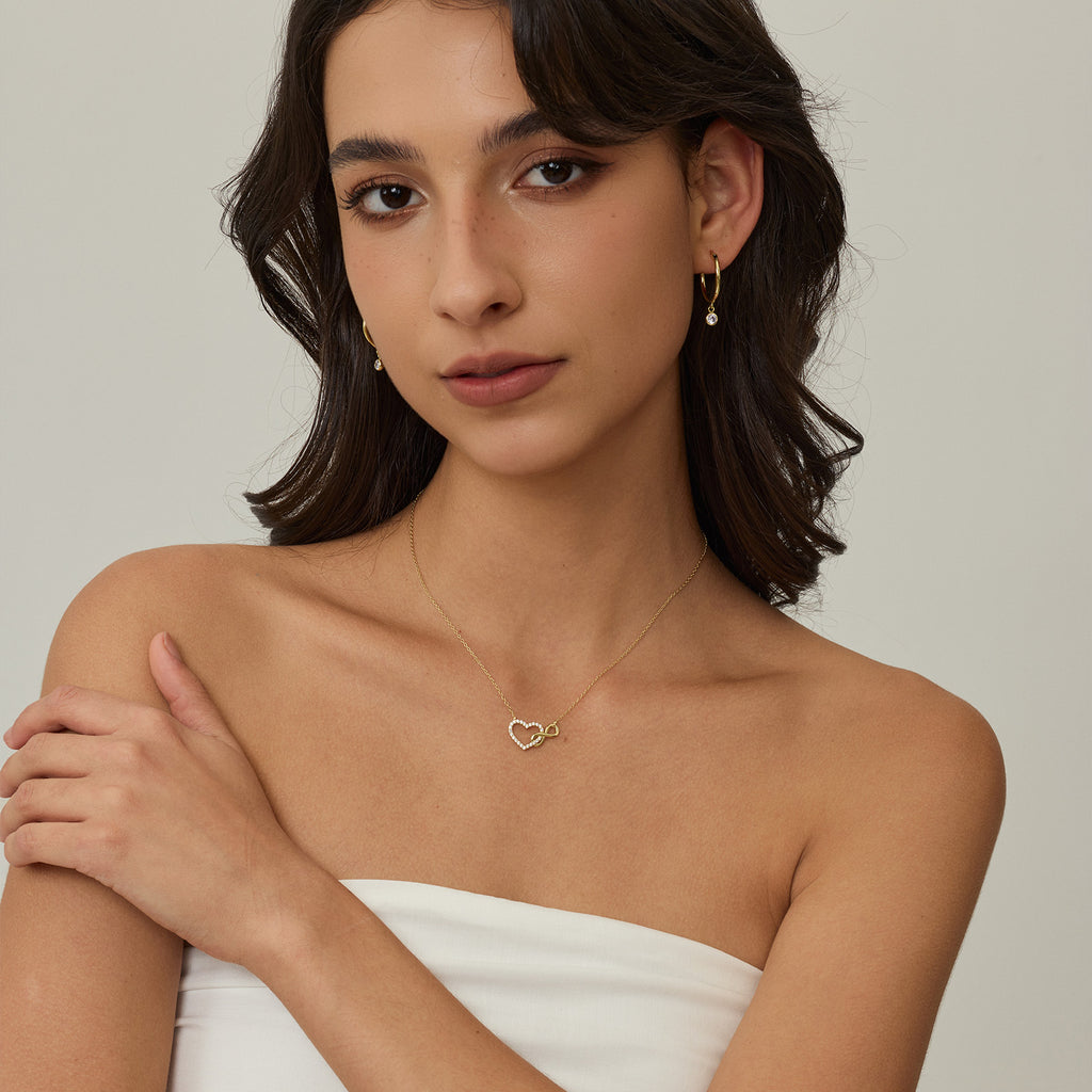 Gold-Tone Bow Heart Necklace