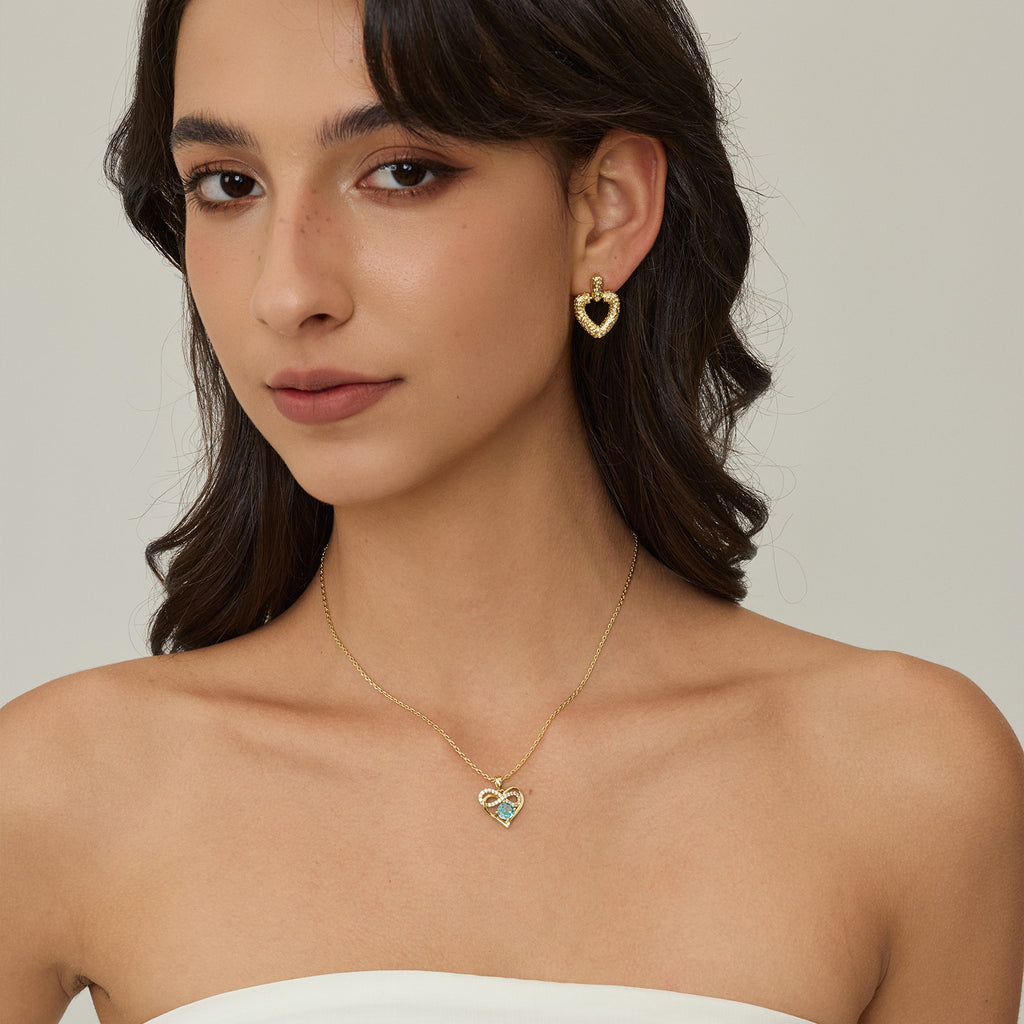 Gold-Tone Hollow Heart Drop Earrings