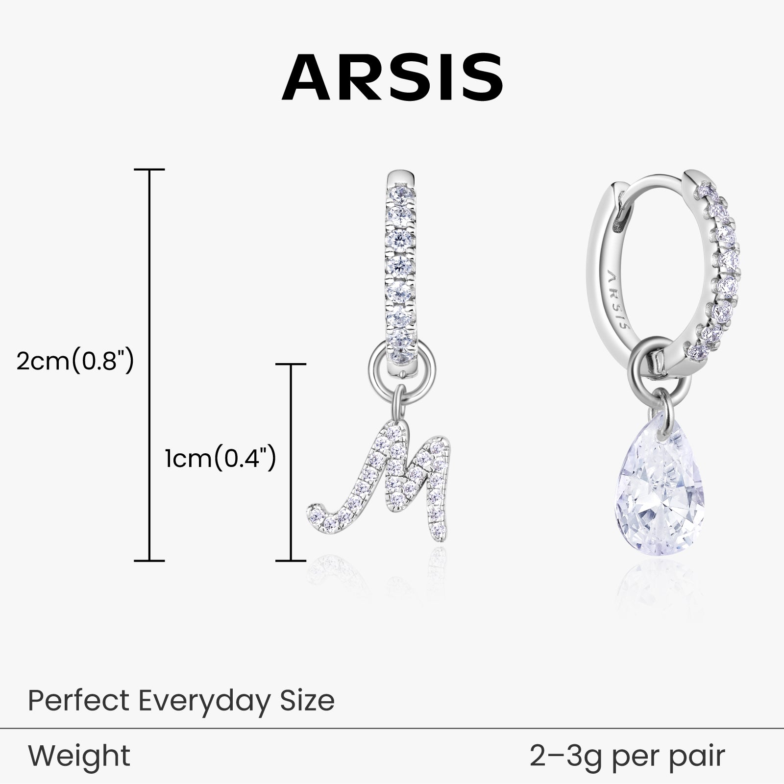 Artistic Initial Earrings with Ear Jackets