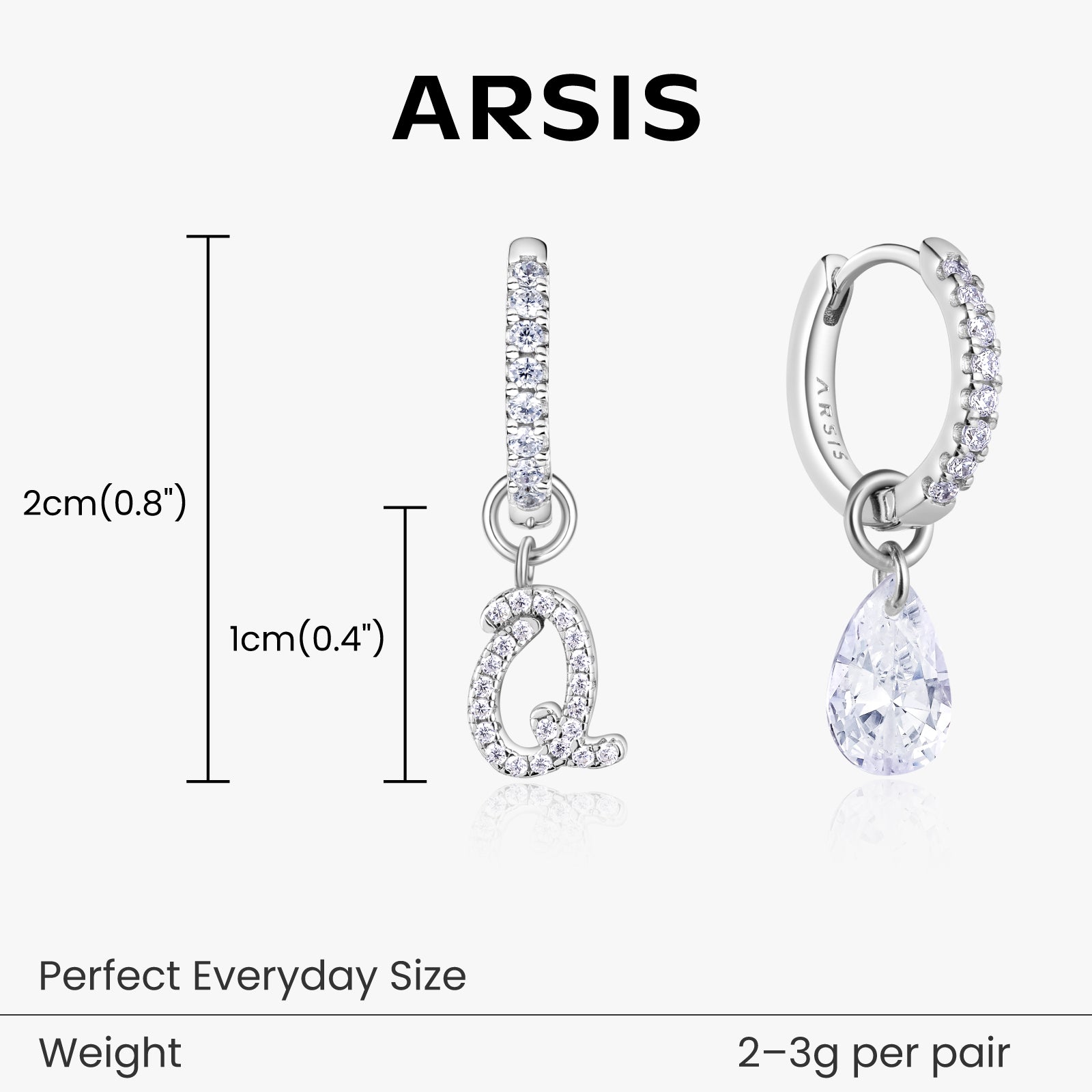 Artistic Initial Earrings with Ear Jackets