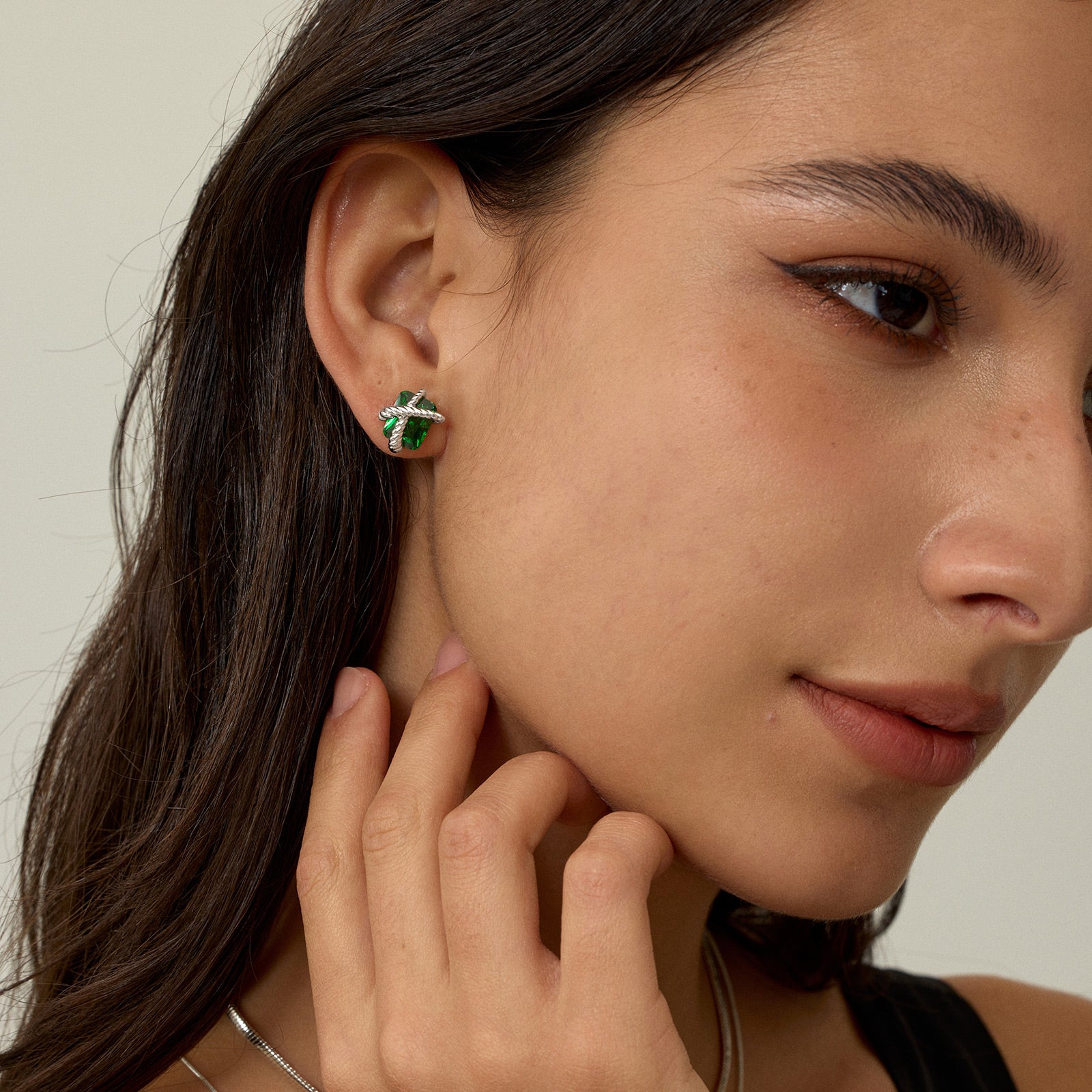 Emerald Green Woven Sugar Cube Studs