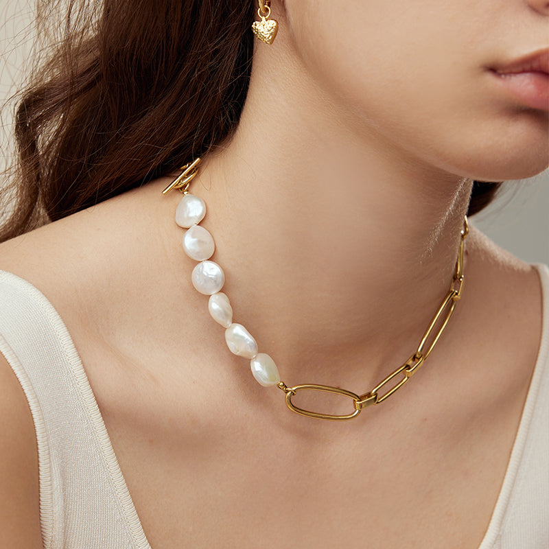 Baroque Pearl Patchwork Necklace