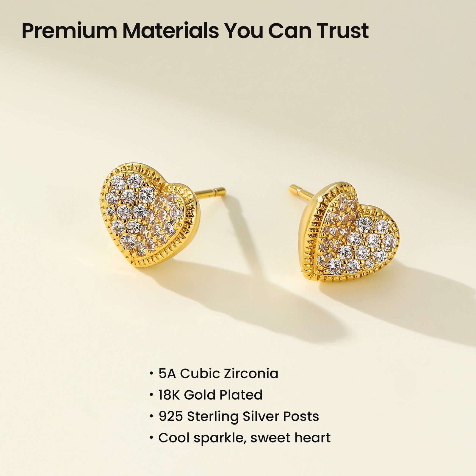 Crafted CZ Heart Stud Earrings