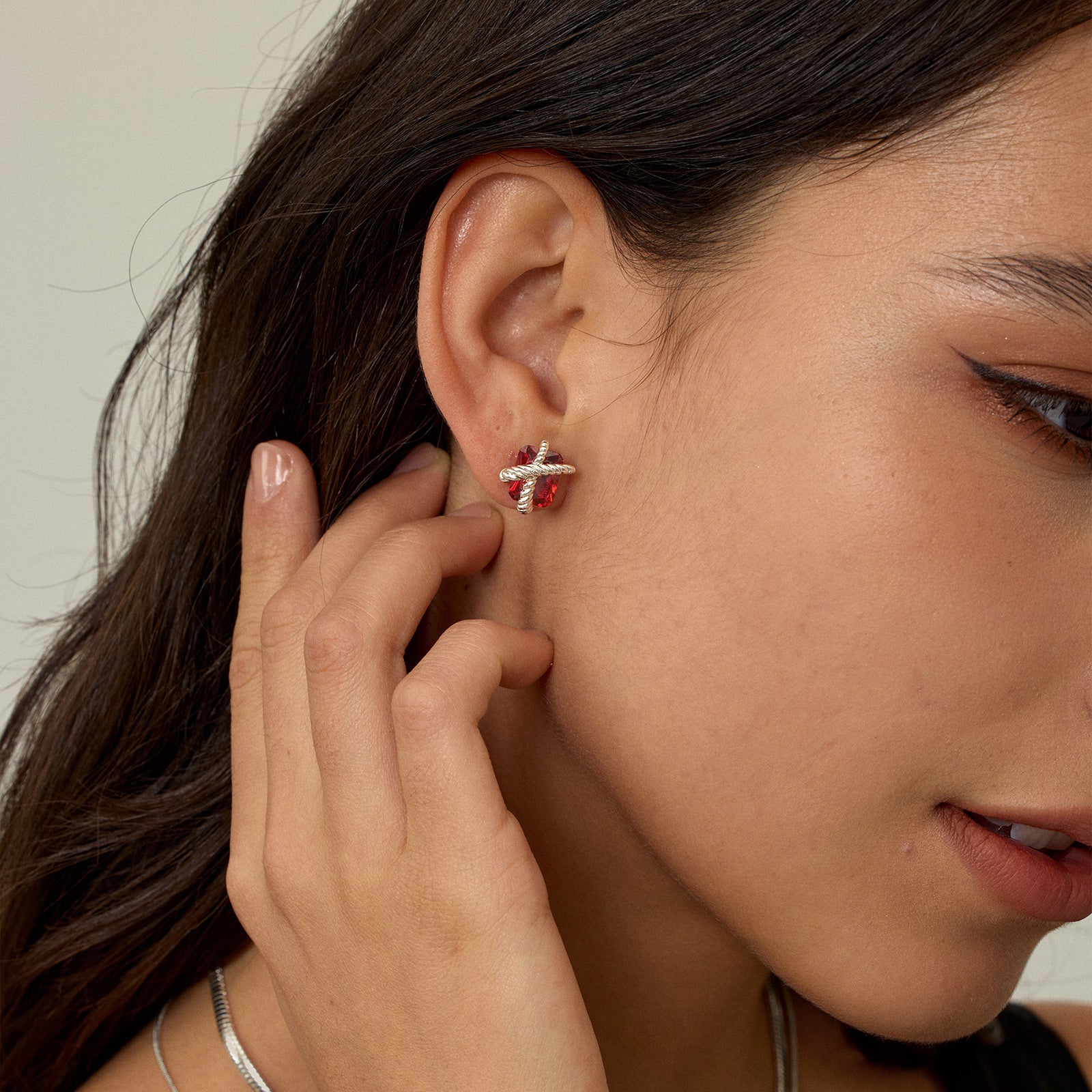 Cubic Zirconia Woven Sugar Cube Studs