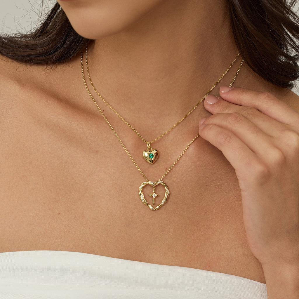 Green Cubic Zirconia Heart Necklace