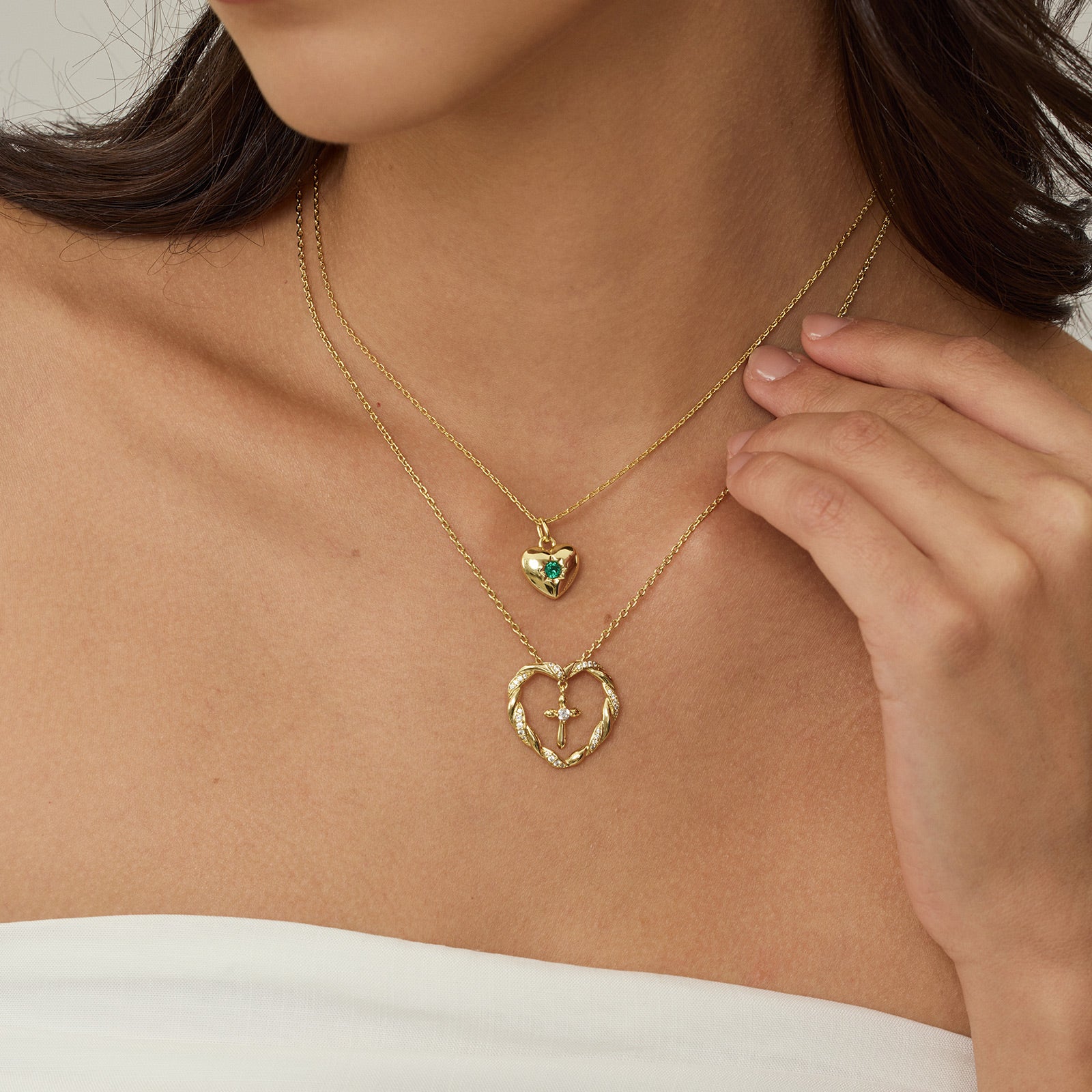 Green Cubic Zirconia Heart Necklace