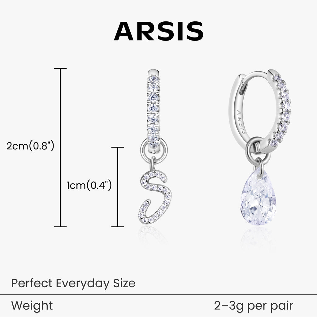Artistic Initial Earrings with Ear Jackets