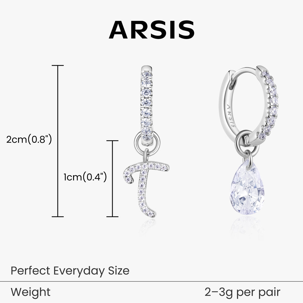 Artistic Initial Earrings with Ear Jackets