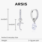 Artistic Initial Earrings with Ear Jackets