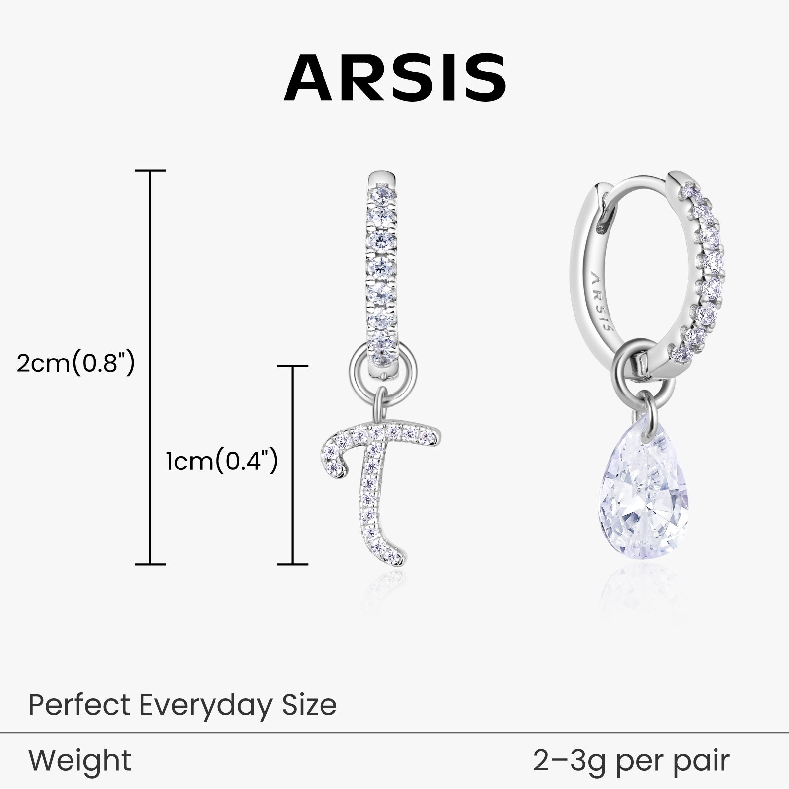 Artistic Initial Earrings with Ear Jackets