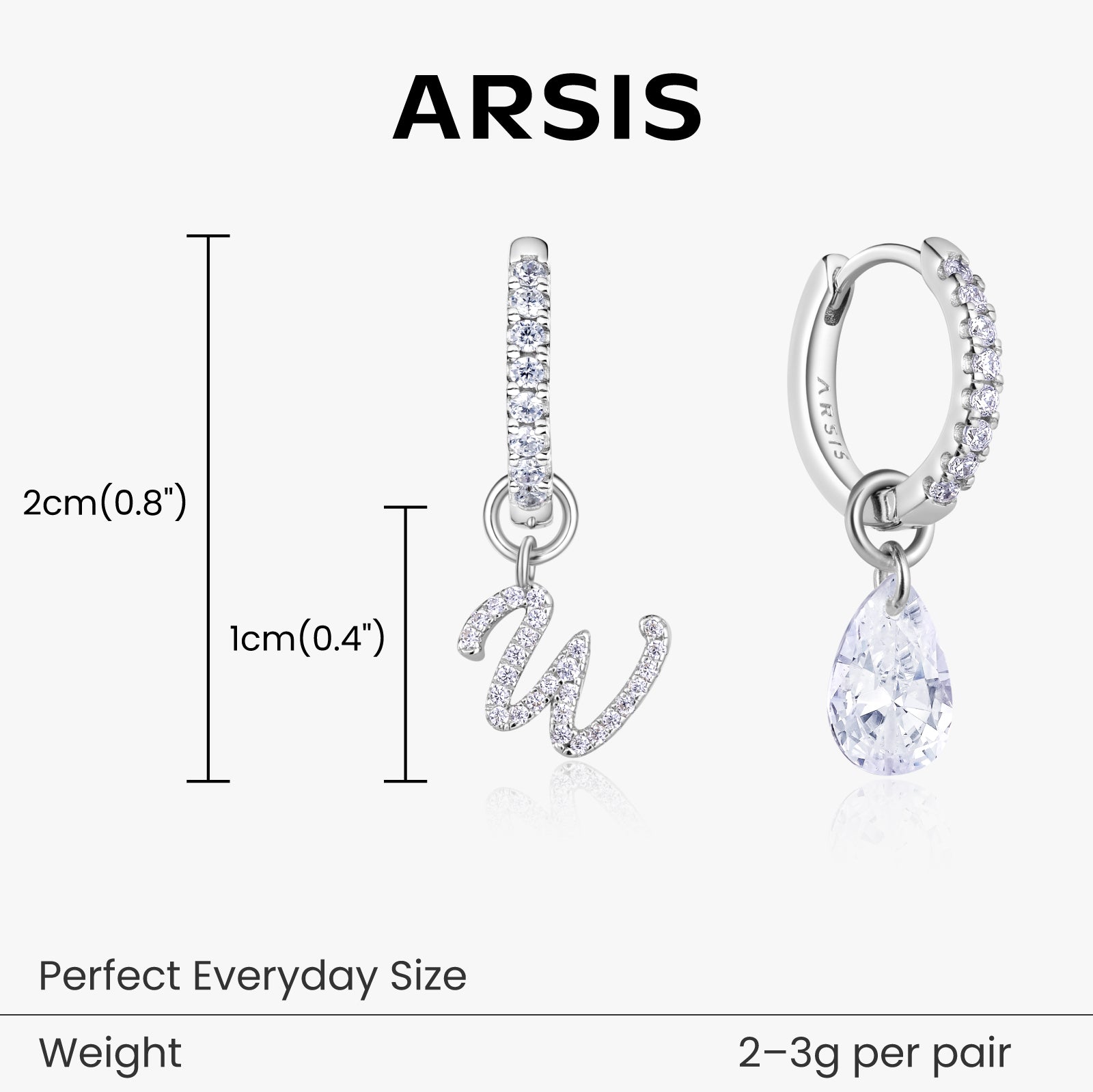 Artistic Initial Earrings with Ear Jackets