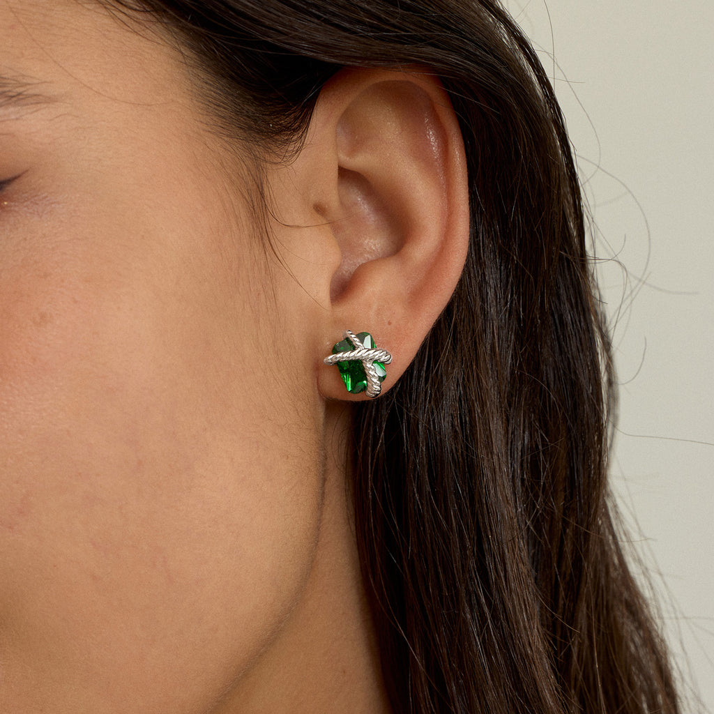 Emerald Green Woven Sugar Cube Studs