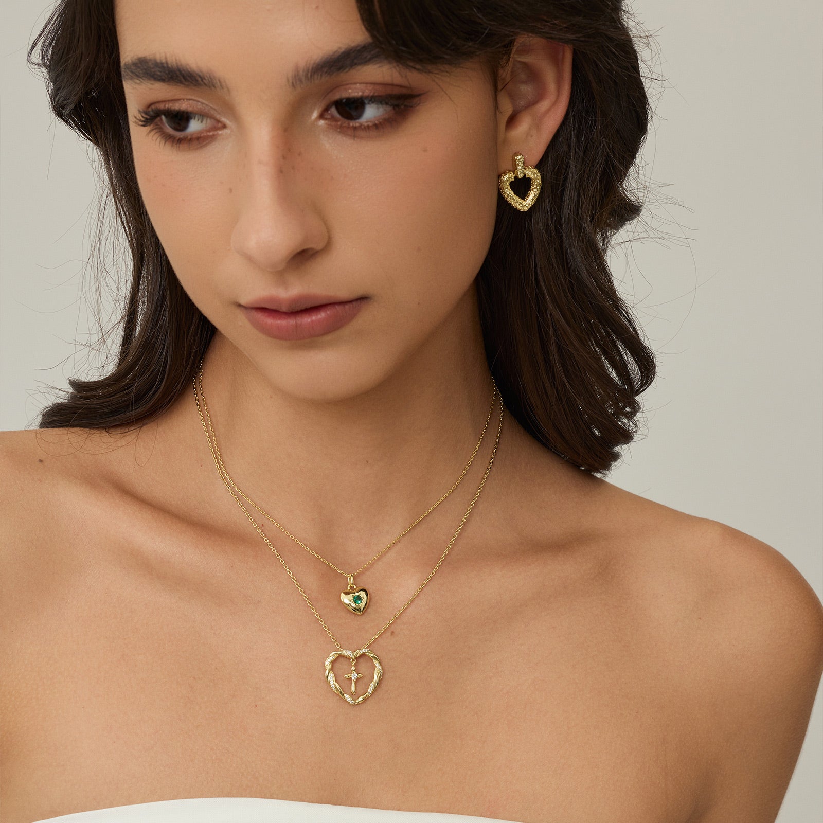 Green Cubic Zirconia Heart Necklace