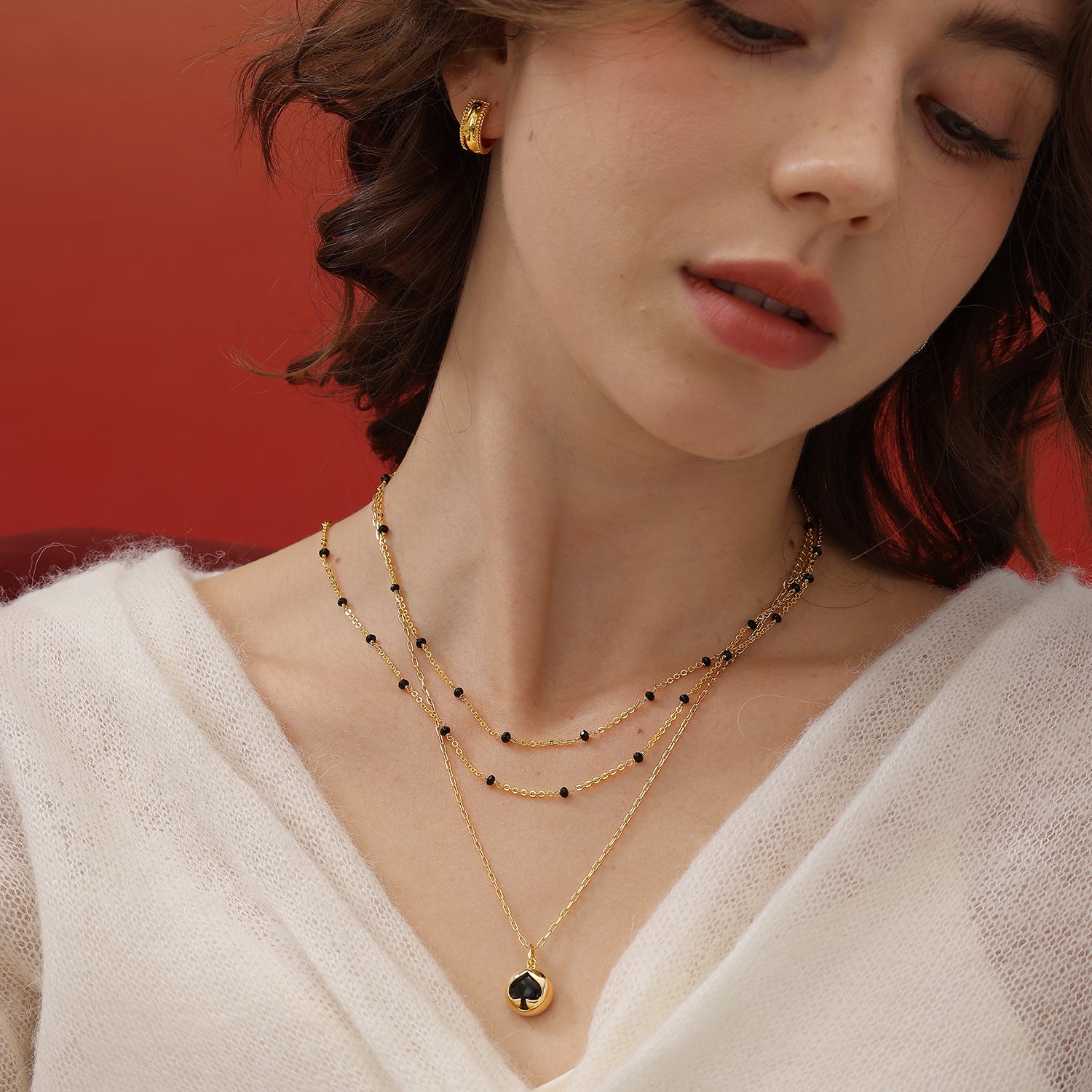 Black Agate Spade Poker Necklace
