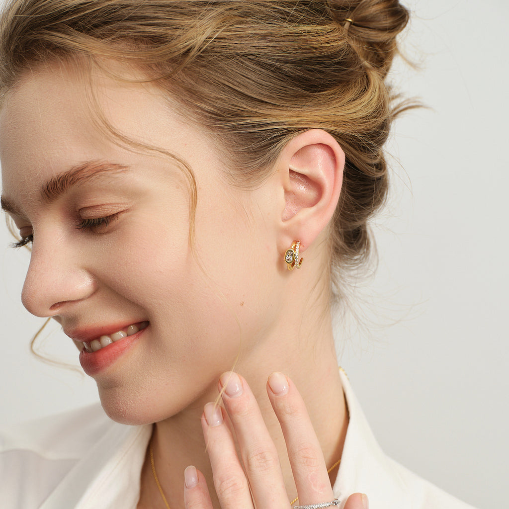 Lucia Sugar Cube Hoop Earrings