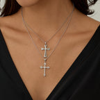Cross Silver Pendant Necklace with Cubic Zirconia