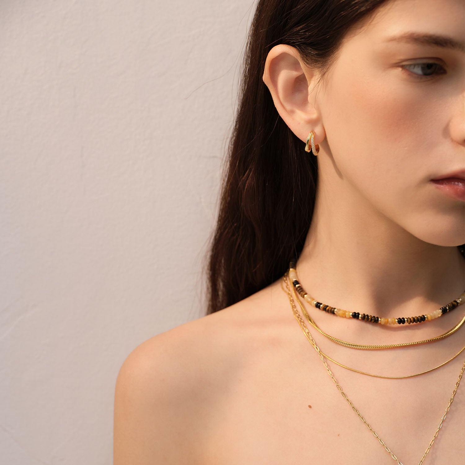 Olivia Double-Row CZ Hoop Earrings