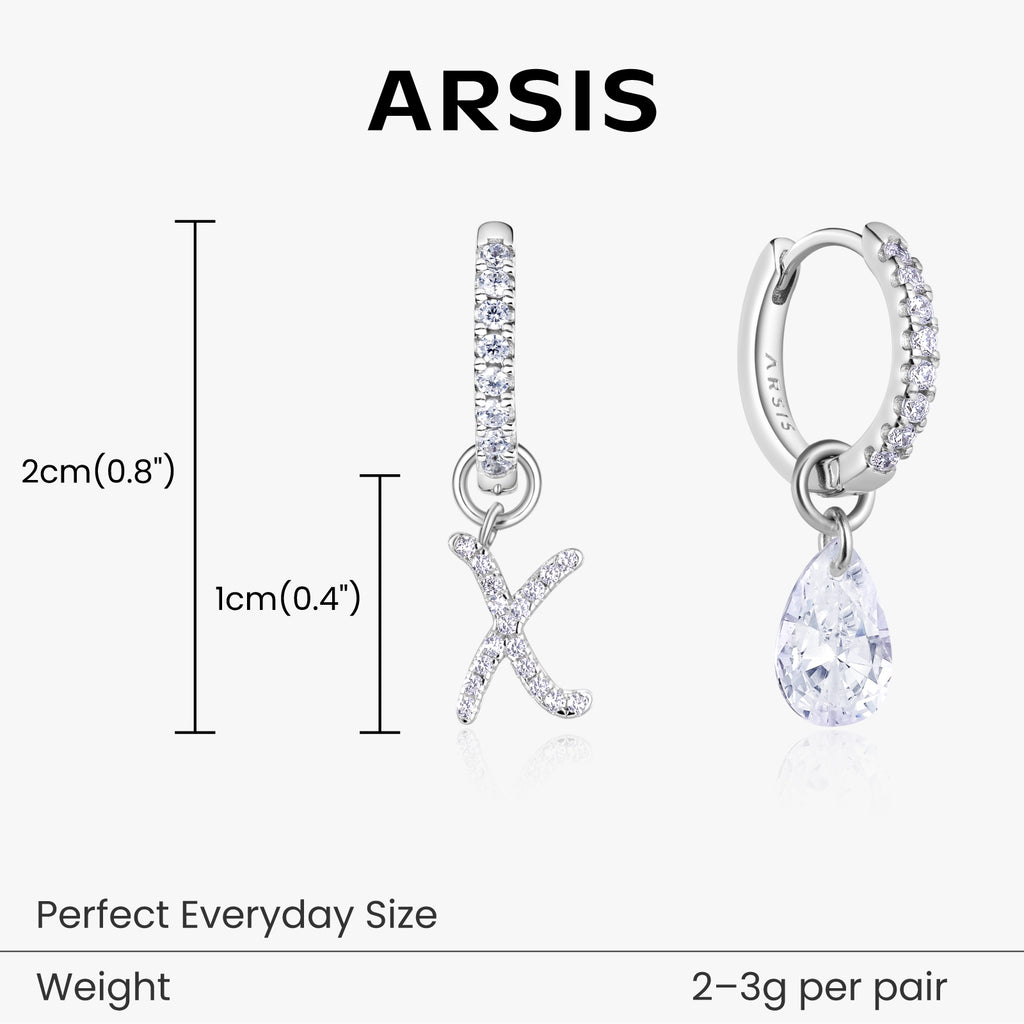 Artistic Initial Earrings with Ear Jackets