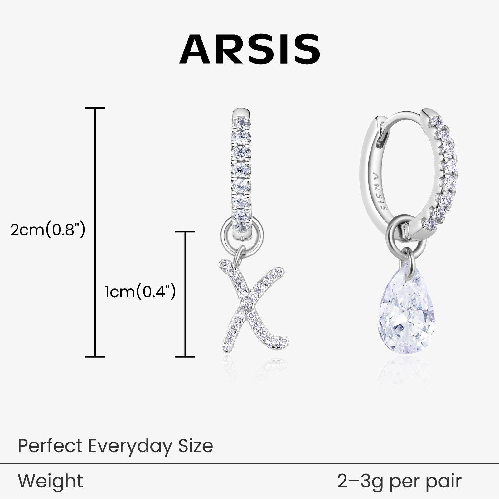 Artistic Initial Earrings with Ear Jackets