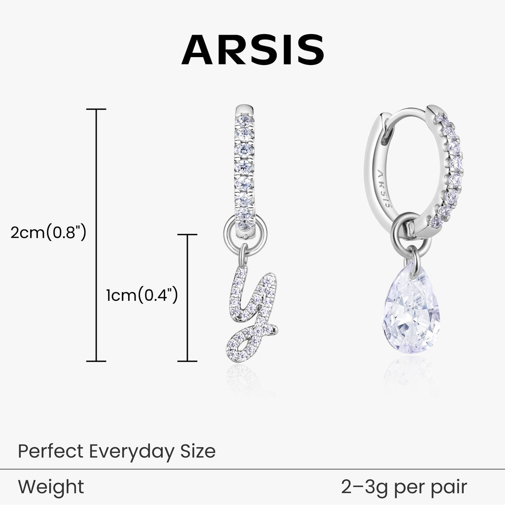 Artistic Initial Earrings with Ear Jackets