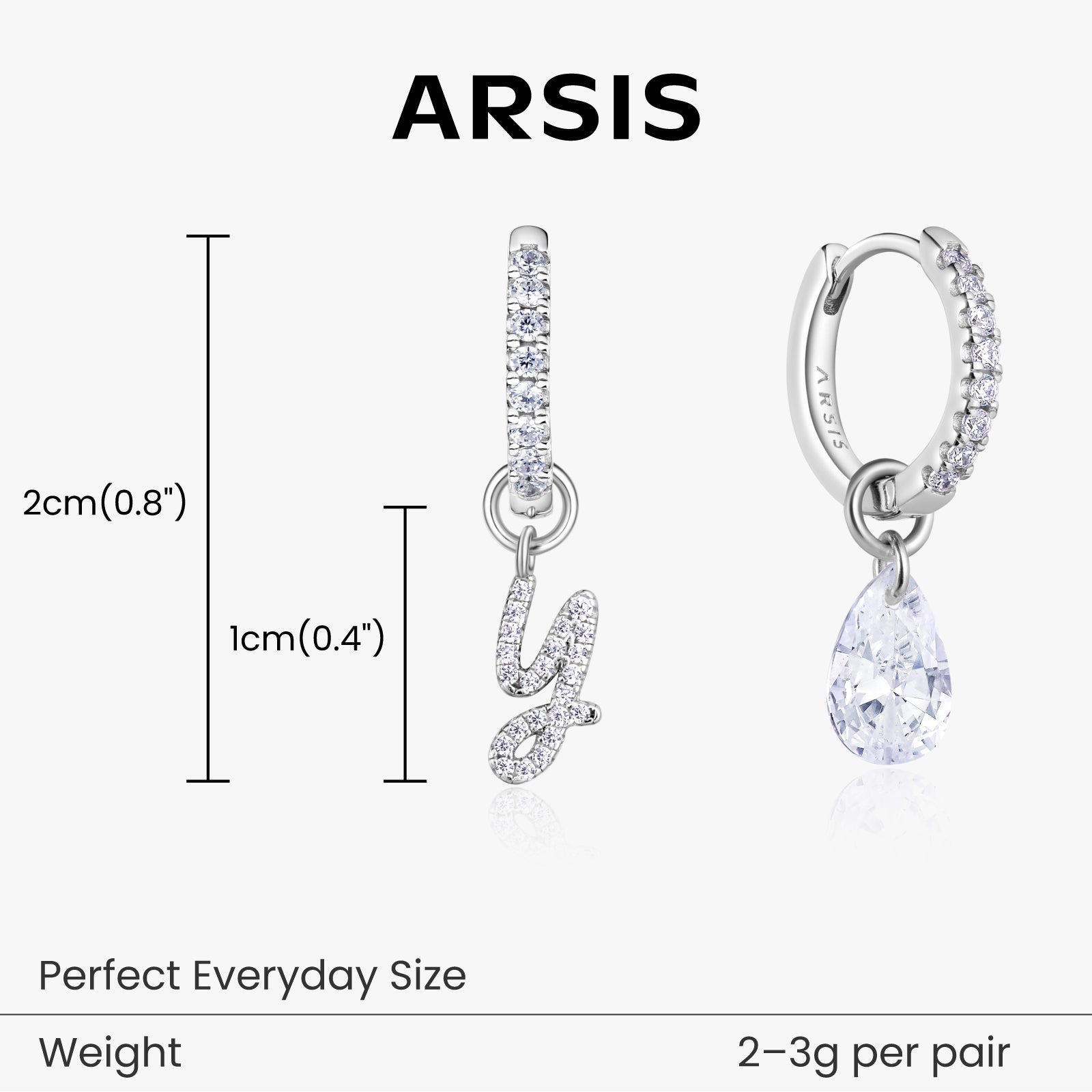 Artistic Initial Earrings with Ear Jackets