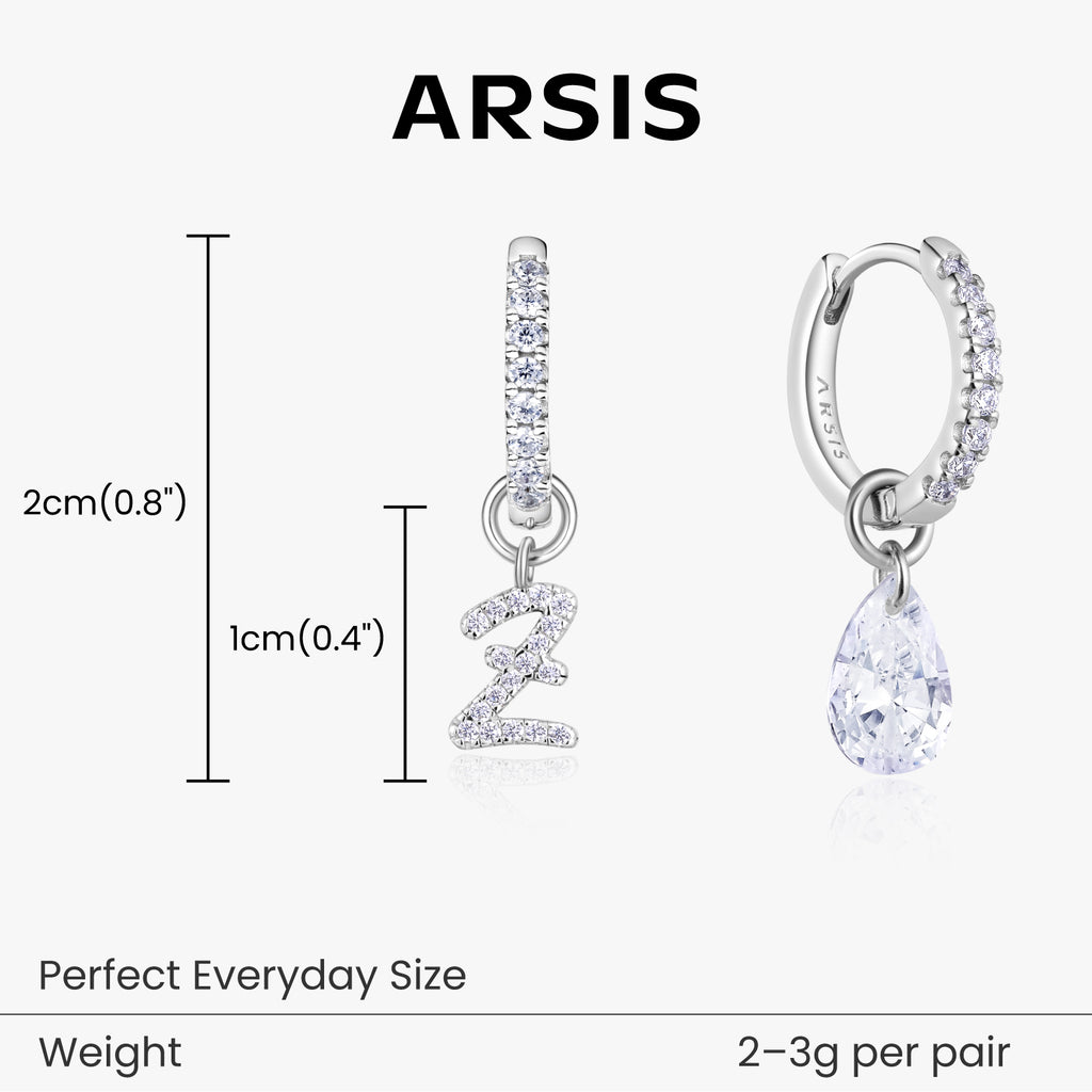 Artistic Initial Earrings with Ear Jackets