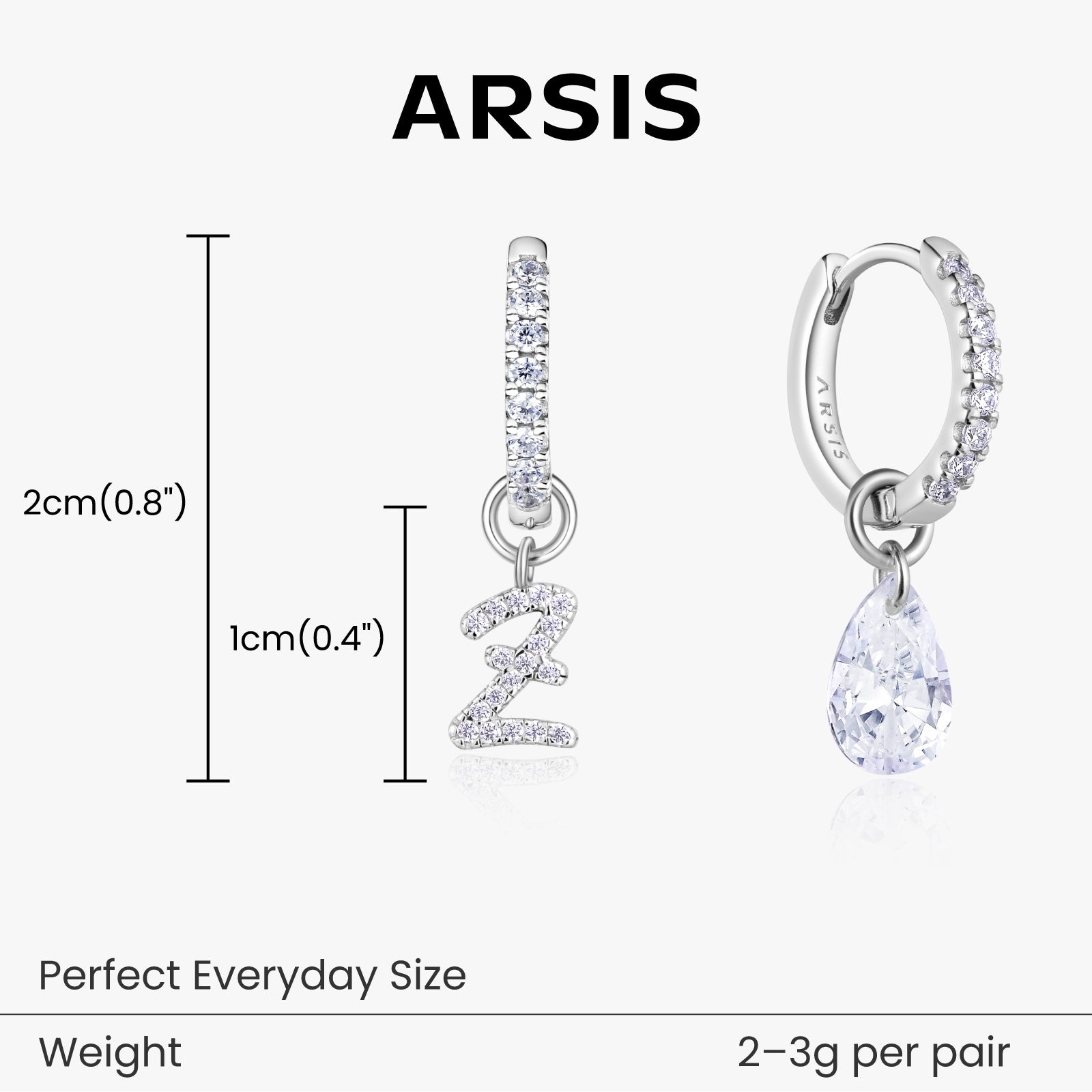 Artistic Initial Earrings with Ear Jackets