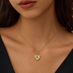 Vintage Heart Pendant Necklace with Rose Detail
