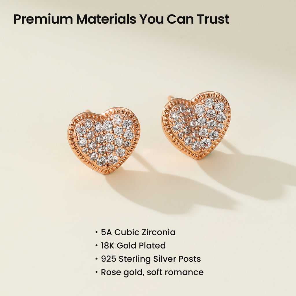 Crafted CZ Heart Stud Earrings