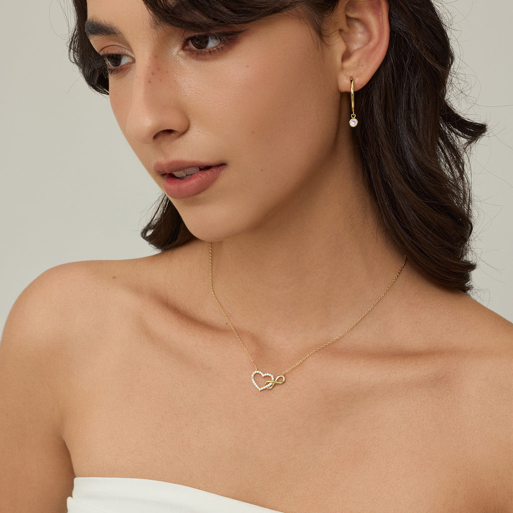 Gold-Tone Bow Heart Necklace
