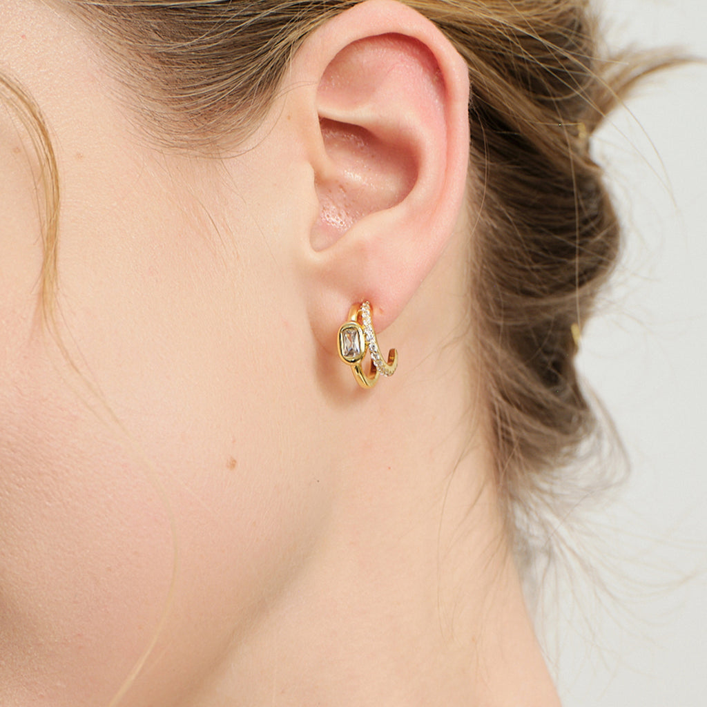Lucia Sugar Cube Hoop Earrings