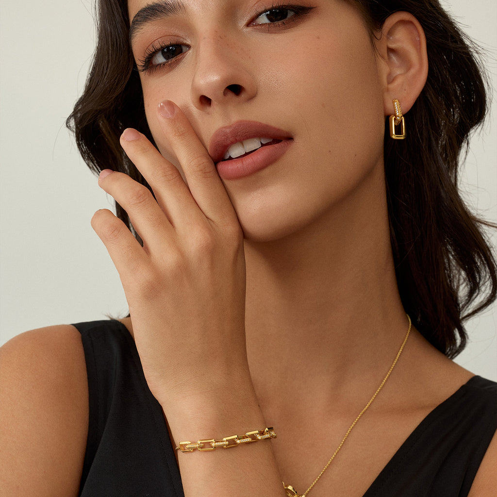 Paperclip Chain Bracelet with Cubic Zirconia
