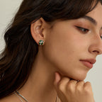Emerald Green Woven Sugar Cube Studs