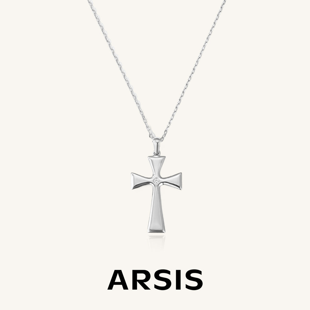 Medium Cross Silver Pendant Necklace