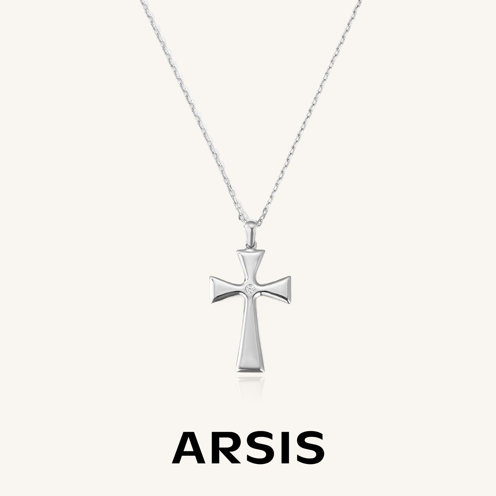 Medium Cross Silver Pendant Necklace