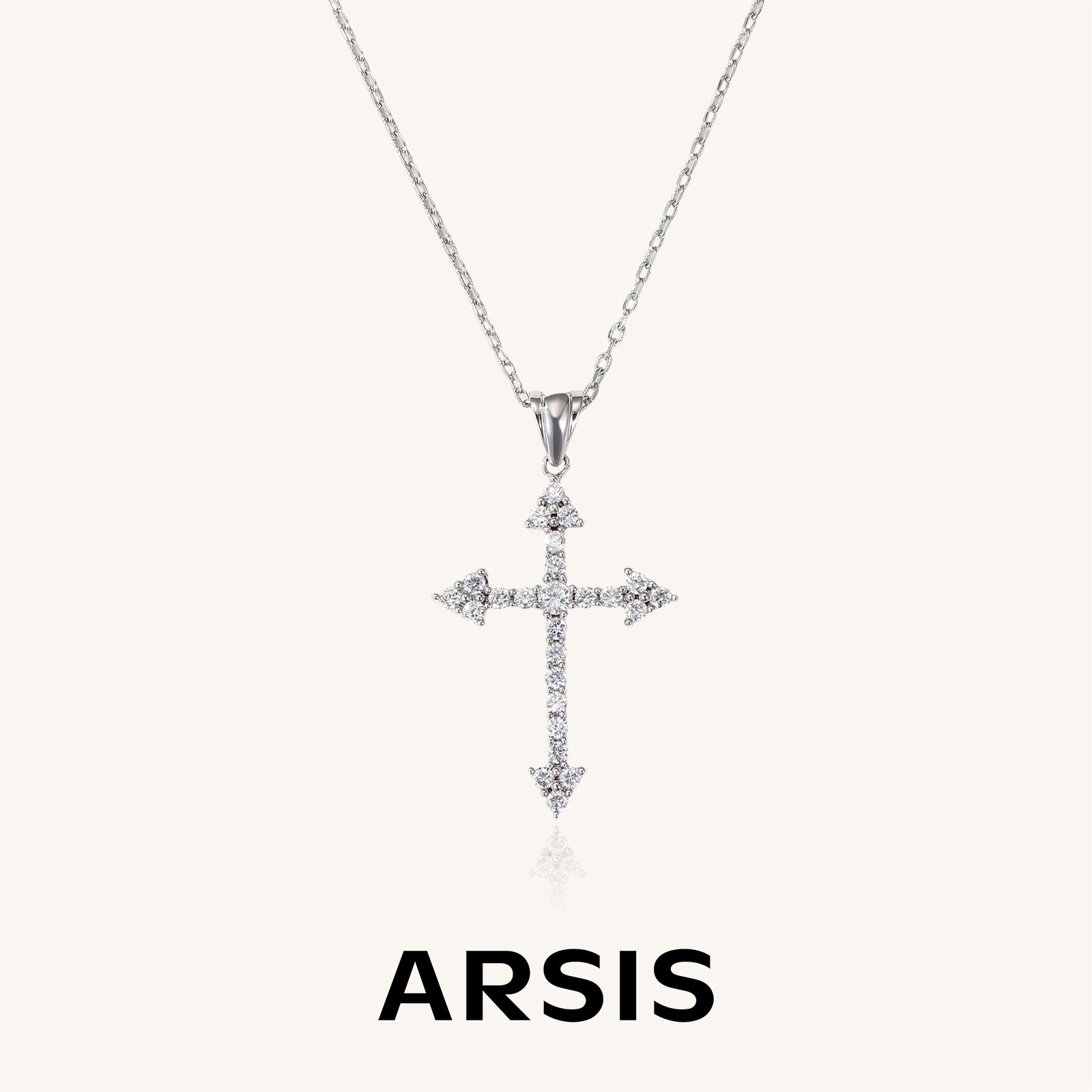 Cross Silver Pendant Necklace with Cubic Zirconia