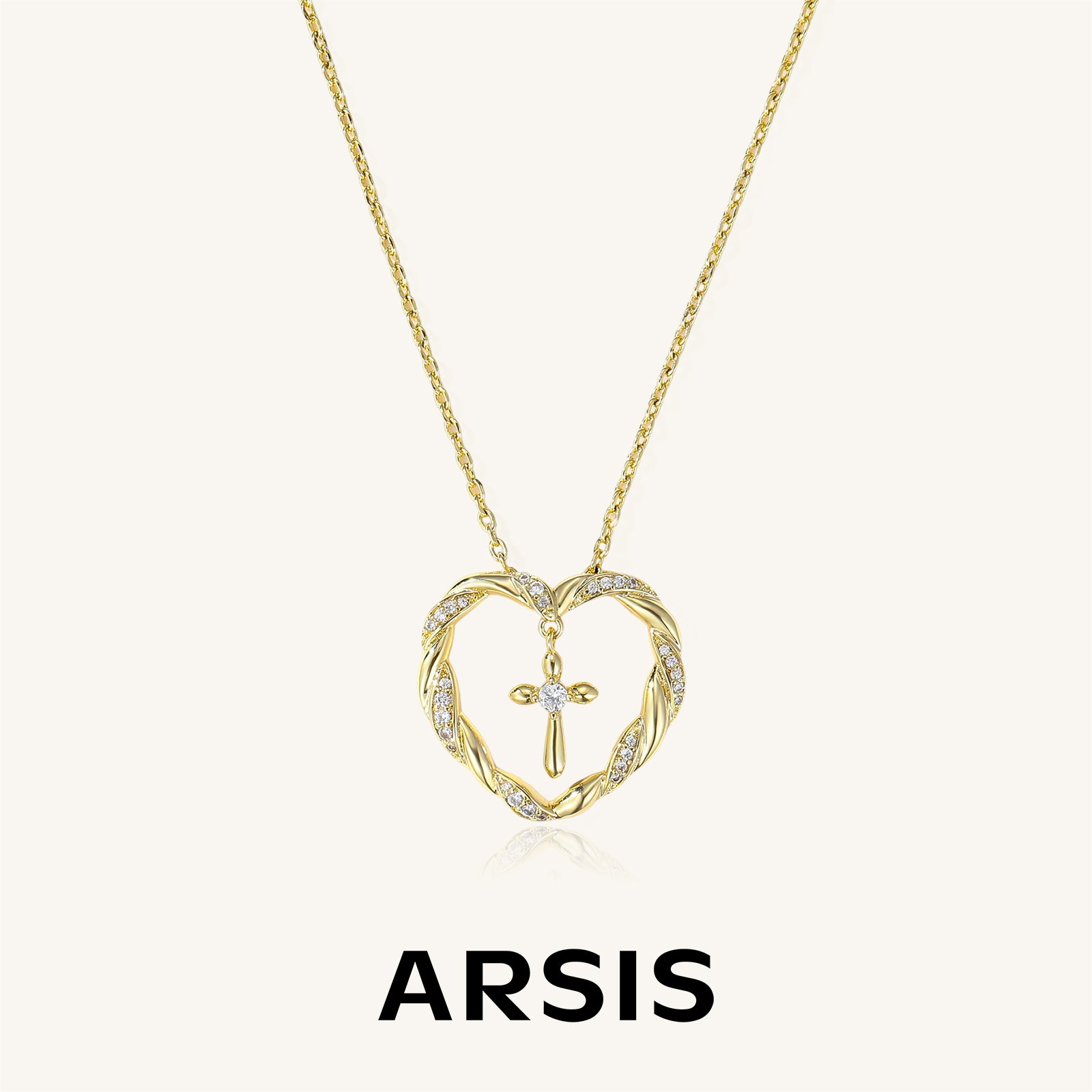 Symbolic Heart Cross Pendant Necklace