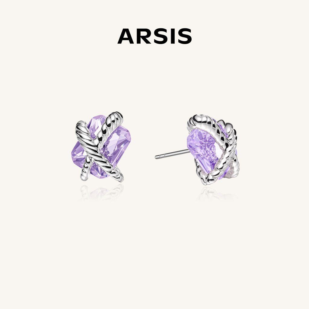 Lilac Woven Sugar Cube Studs