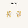 Cubic Zirconia Woven Sugar Cube Studs