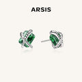 Emerald Green Woven Sugar Cube Studs