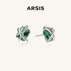 Emerald Green Woven Sugar Cube Studs
