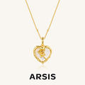Vintage Heart Pendant Necklace with Rose Detail