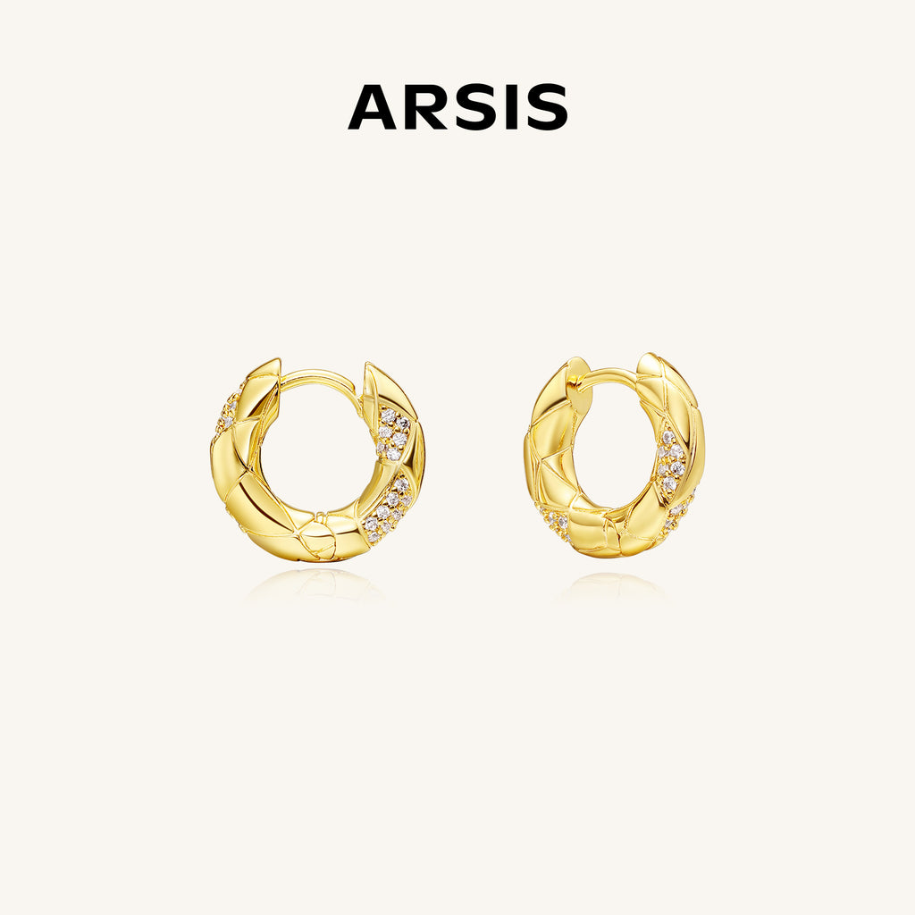 Good Luck Waffle Mini Hoop Earrings