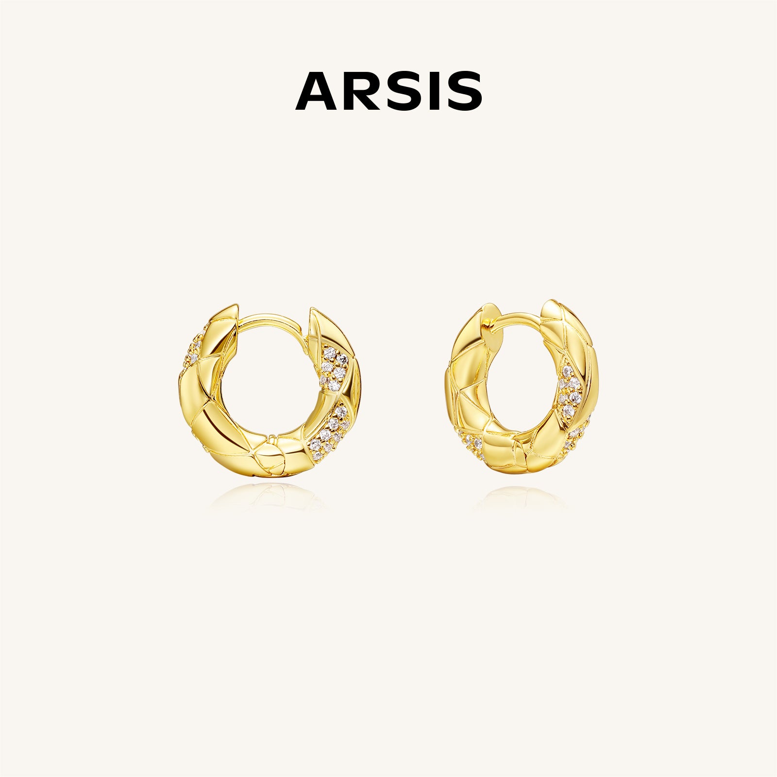 Good Luck Waffle Mini Hoop Earrings
