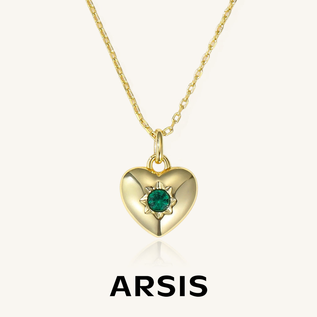 Green Cubic Zirconia Heart Necklace