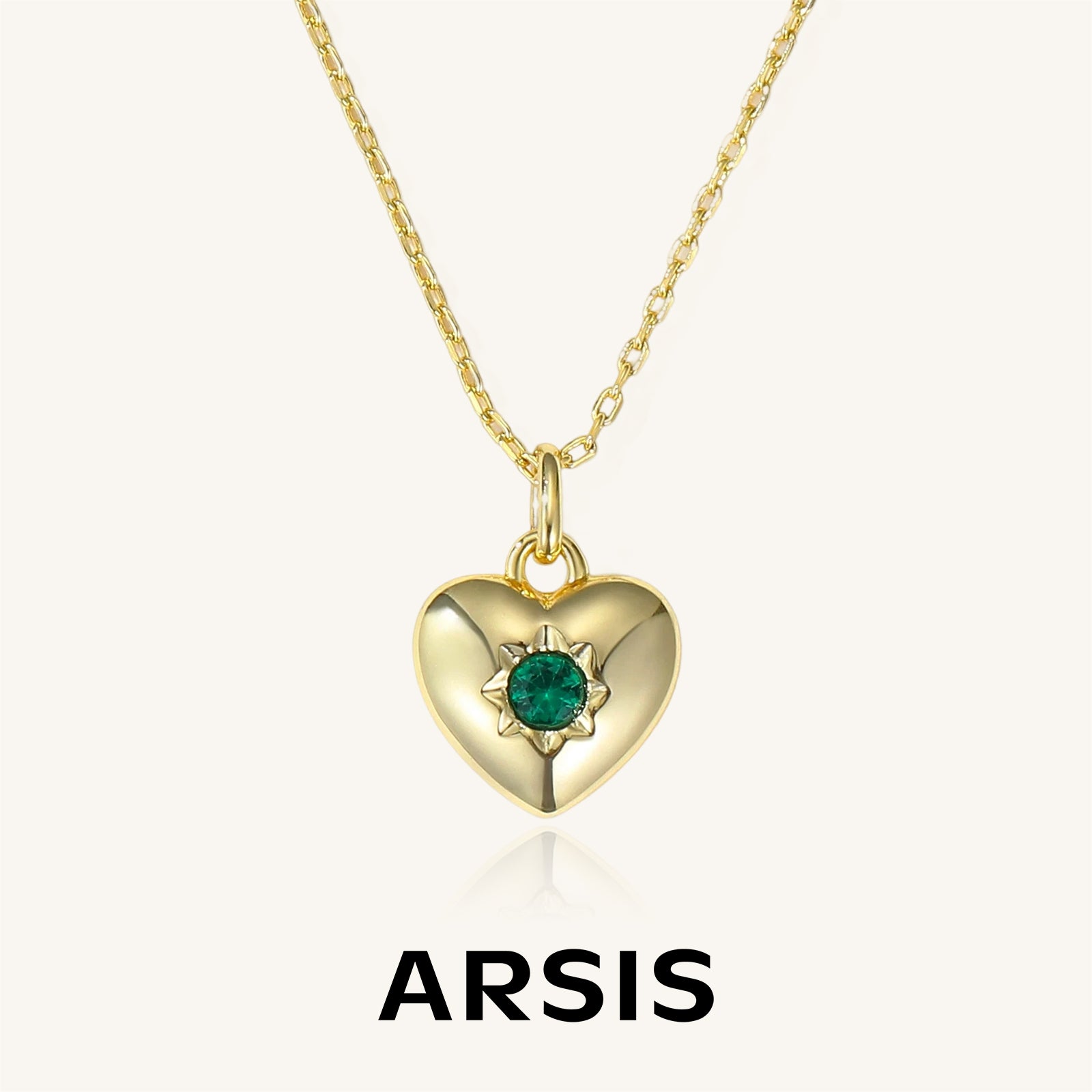 Green Cubic Zirconia Heart Necklace