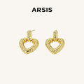 Gold-Tone Hollow Heart Drop Earrings